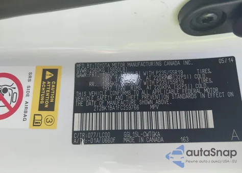 2015 Lexus Rx 350 z USA, uszkodzony, nr VIN 2T2BK1BA1FC259766